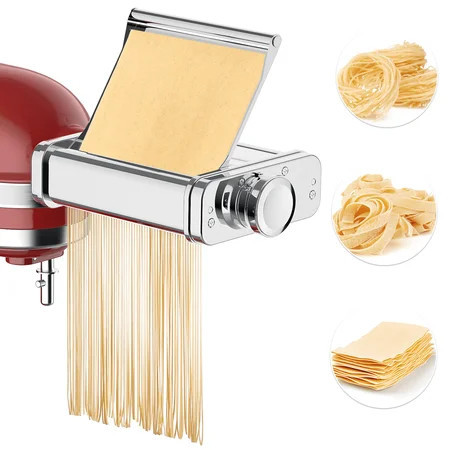 GVODE 3-in-1 Stainless Steel Pasta Attachment for KitchenAid Stand Mixer, Pasta Maker Attachment with Pasta Roller, Spaghetti & Fettuccine Cutter | Walmart (US)