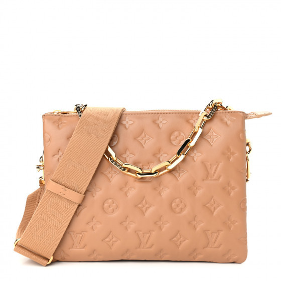 LOUIS VUITTON Lambskin Embossed Monogram Coussin PM Camel | FASHIONPHILE | Fashionphile