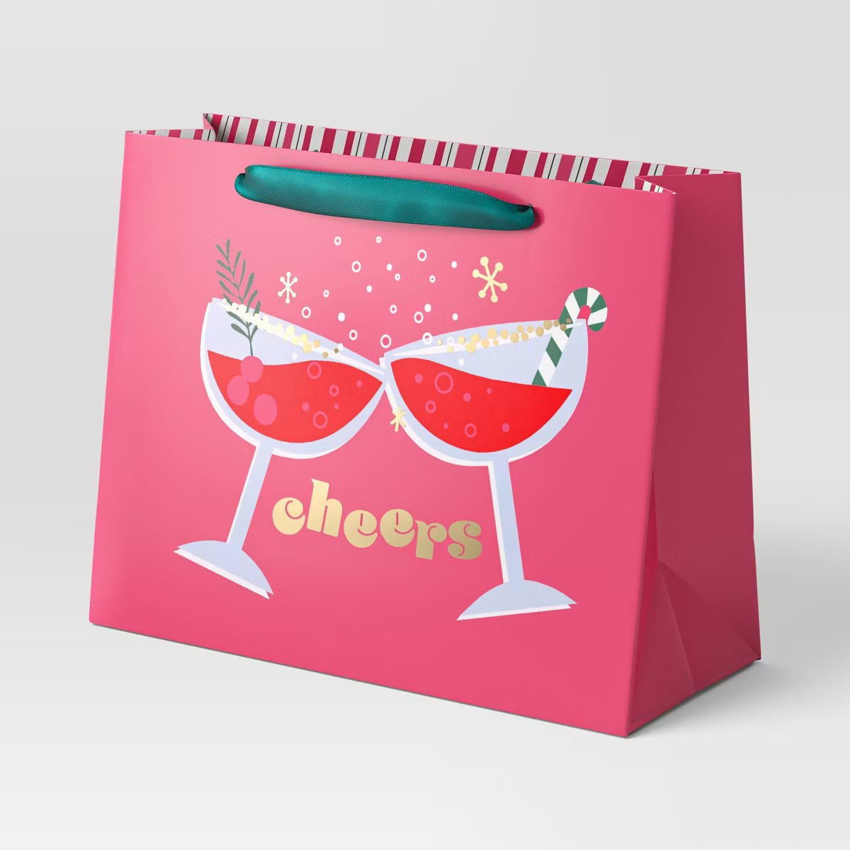 Foil 'Cheers' Cub Vogue Christmas Gift Bag Pink - Wondershop™ | Target