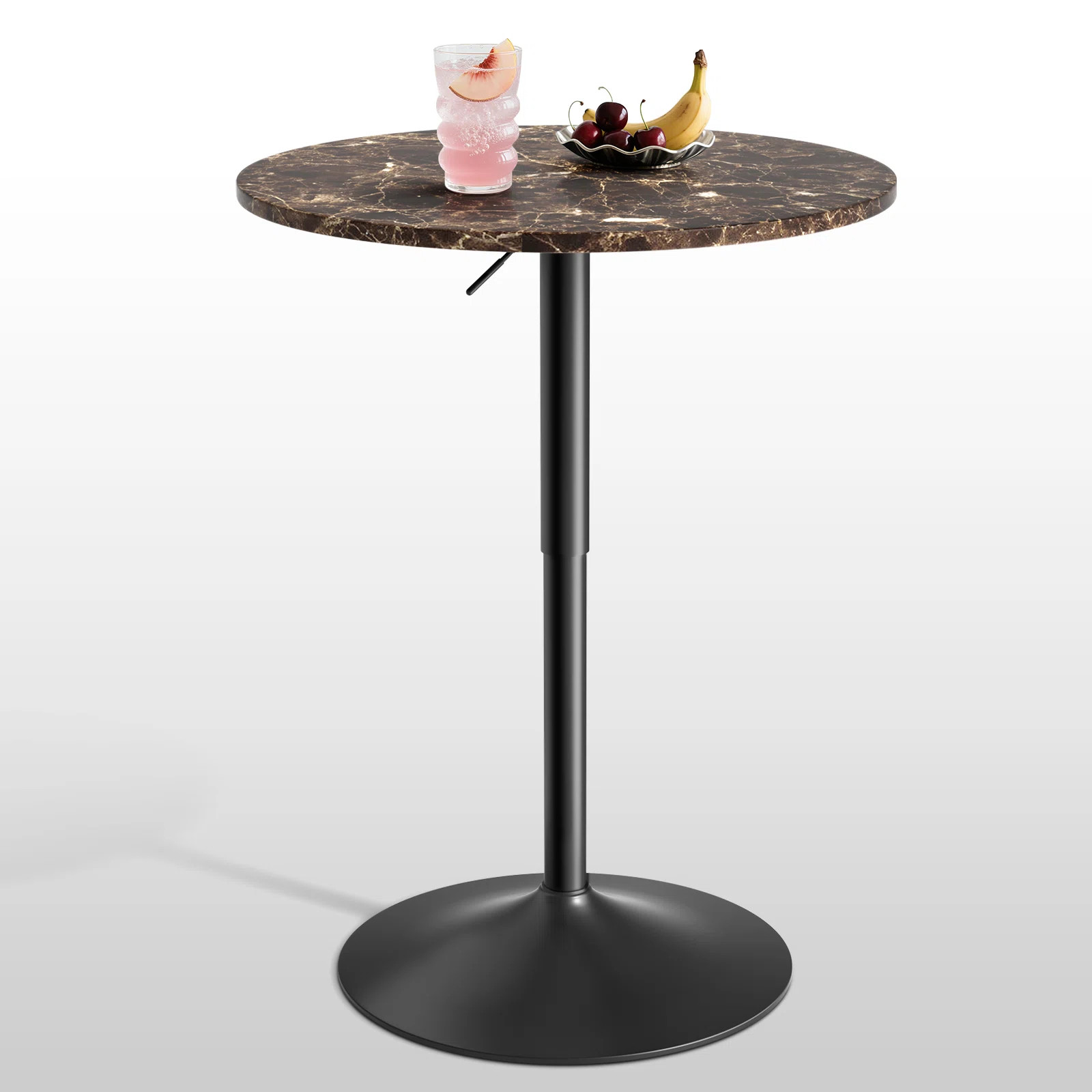 23.5" Bistro Pub Table Adjustable Height Round Cocktail Bar Table with Wood Tabletop and Metal Ba... | Wayfair North America