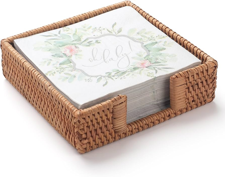 Rattan Napkin Holder Square, Wicker Napkin Basket for Kitchen, Flat Napkin Holders for Paper Napk... | Amazon (US)