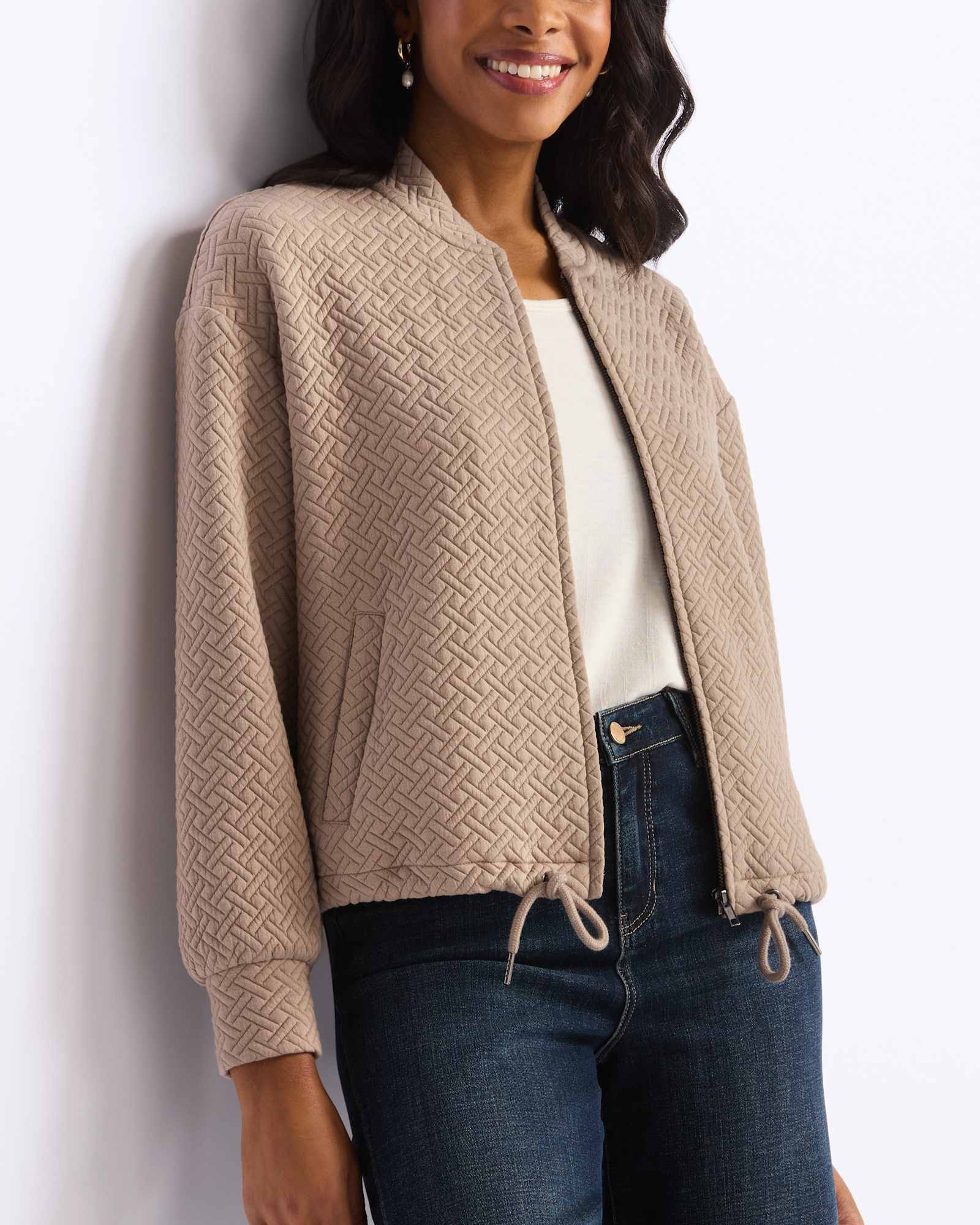 Megan Quilted Knit Bomber | Stitch Fix