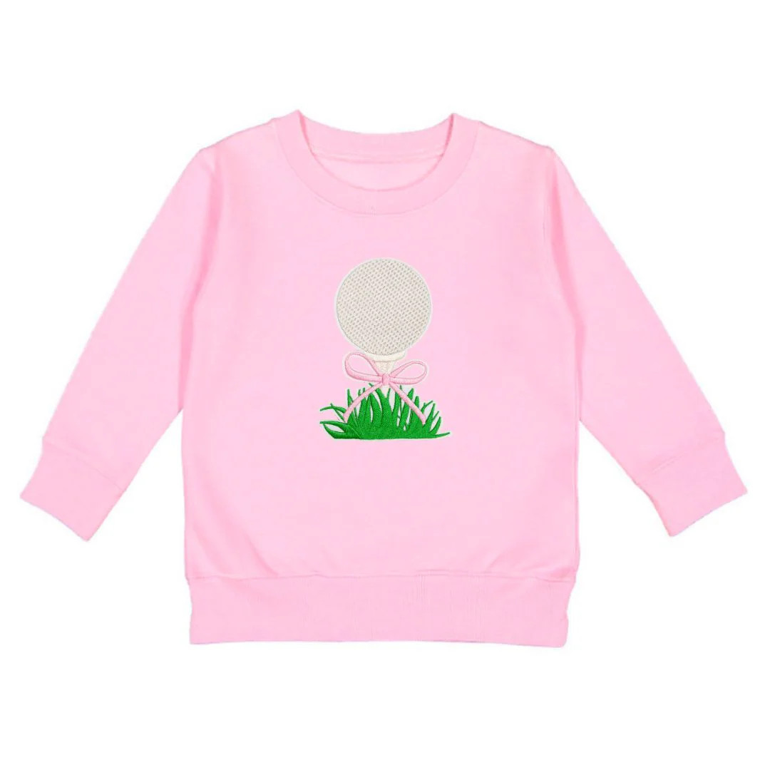 Golf Tee Bow Patch Sweatshirt - Pink | Sweet Wink