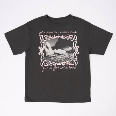 Women's Olivia Rodrigo Oversized Short Sleeve Graphic T-Shirt - Charcoal XXL | Target