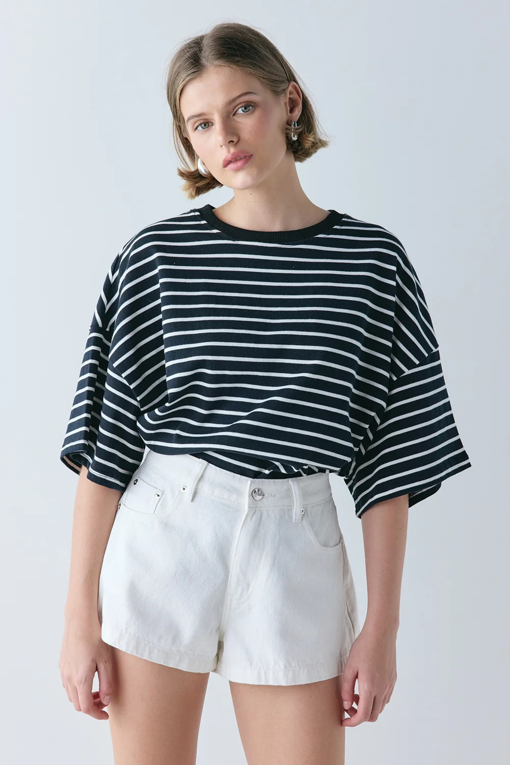Claudie High Rise Denim Shorts White | VRG Grl