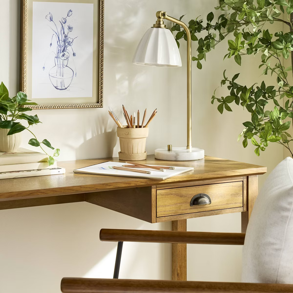 12"x16" Blue Floral Art Sketch Framed Wall Art - Hearth & Hand™ with Magnolia | Target