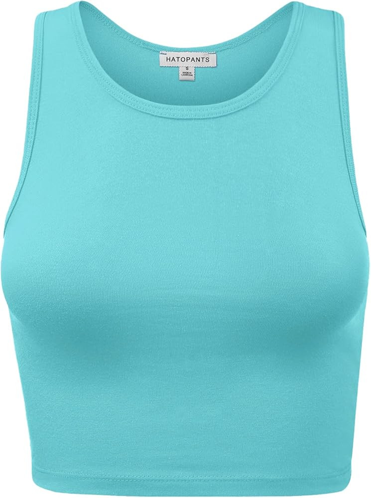 Women's Sleeveless Camisole Crop Tank Tops Racerback High Halter Neck Shirts | Amazon (US)