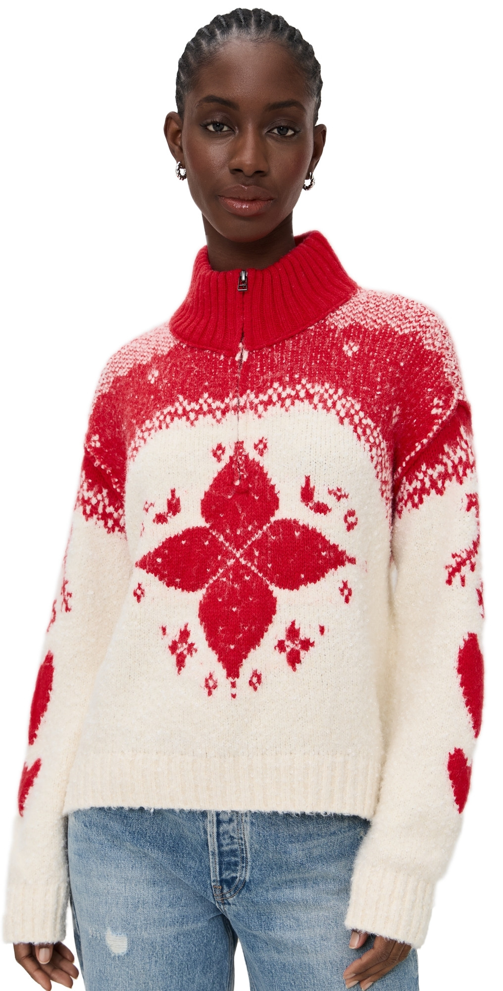 Free People Mythical Sweater Vanilla Scarlet Combo M | Shopbop