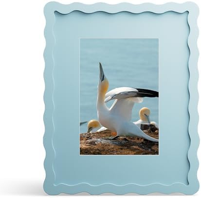 8x10 Picture Frame with Mat for 5x7, Wavy Edge Wooden Real Glass Photo Frame for Tabletop and Wal... | Amazon (US)