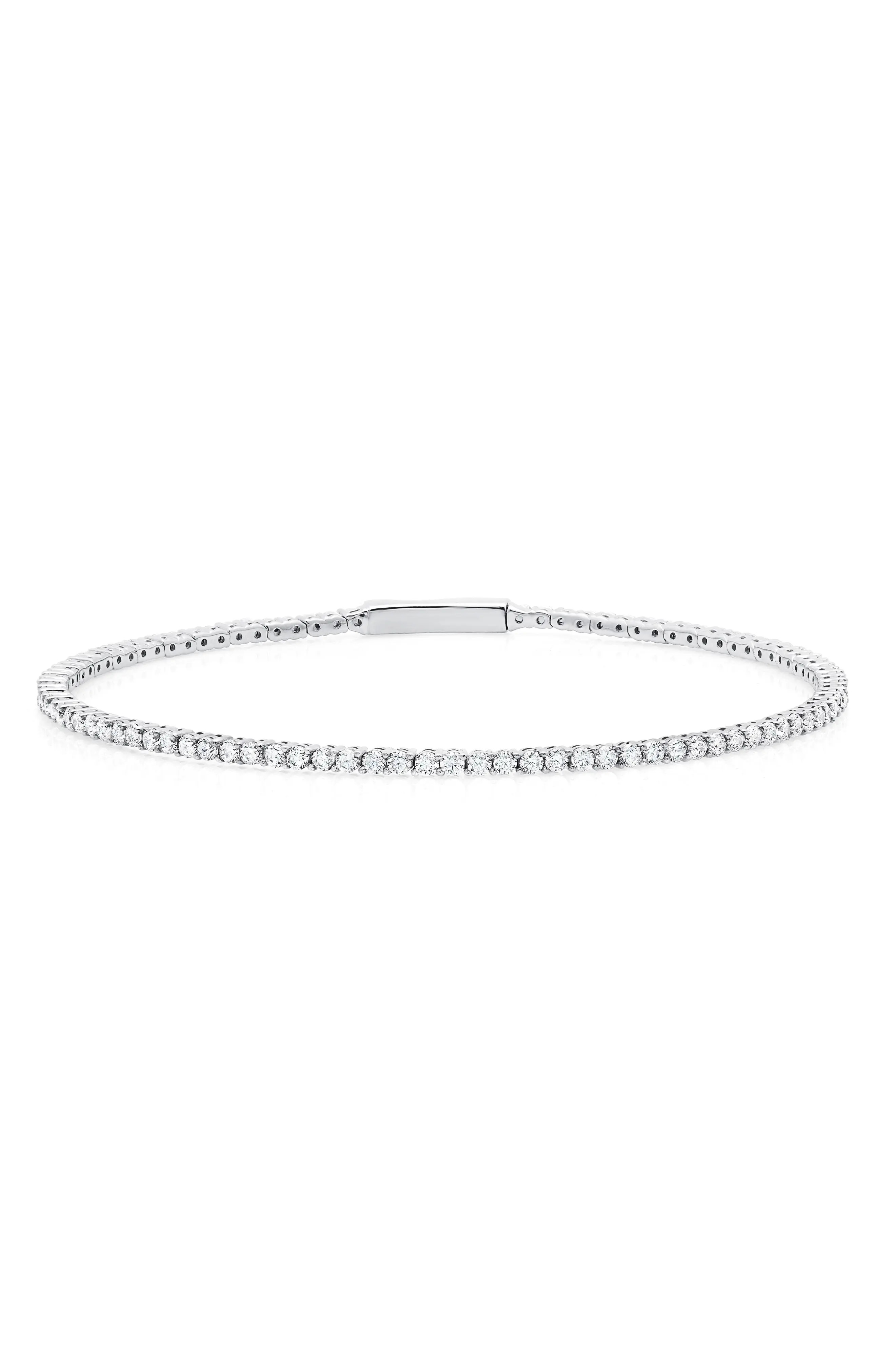 Crislu Flex Cubic Zirconia Tennis Bracelet, Size 7 in Platinum at Nordstrom | Nordstrom