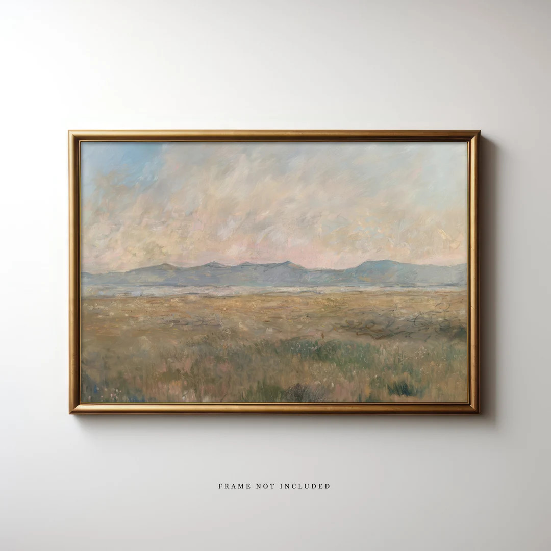 Plank & Pillow Mountain Landscape Art | Landscape Painting | Large Print | Neutral Wall Art - Ets... | Etsy (US)