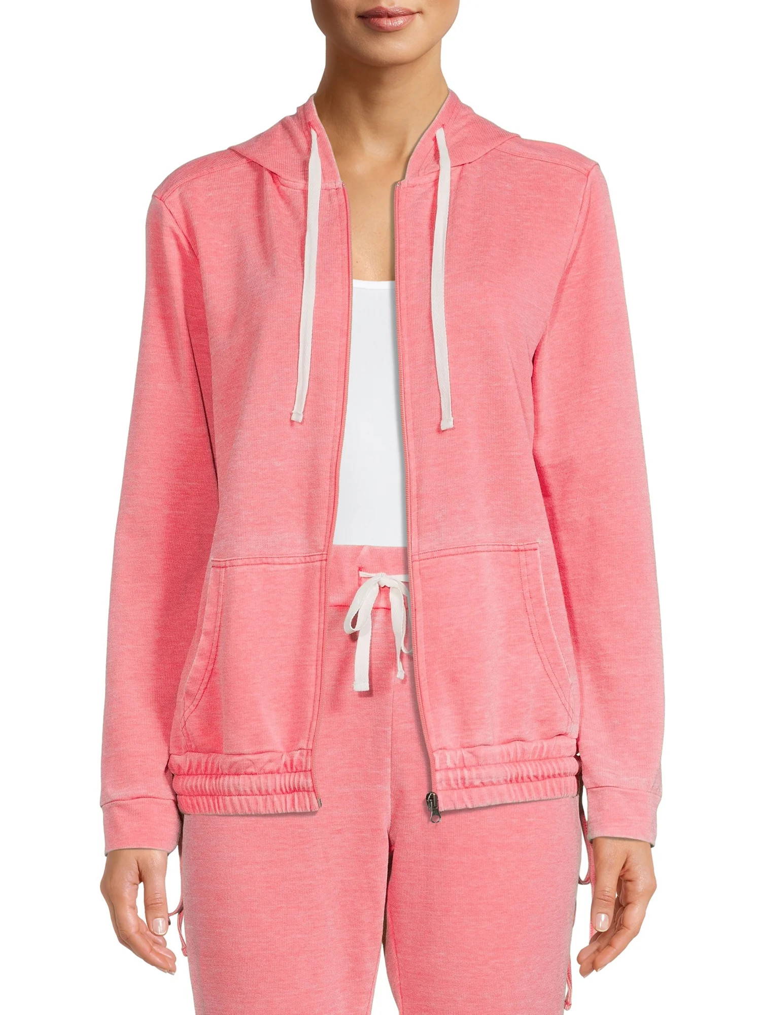 Silverwear Women's Active French Terry Full Zip Burnout Hoodie - Walmart.com | Walmart (US)