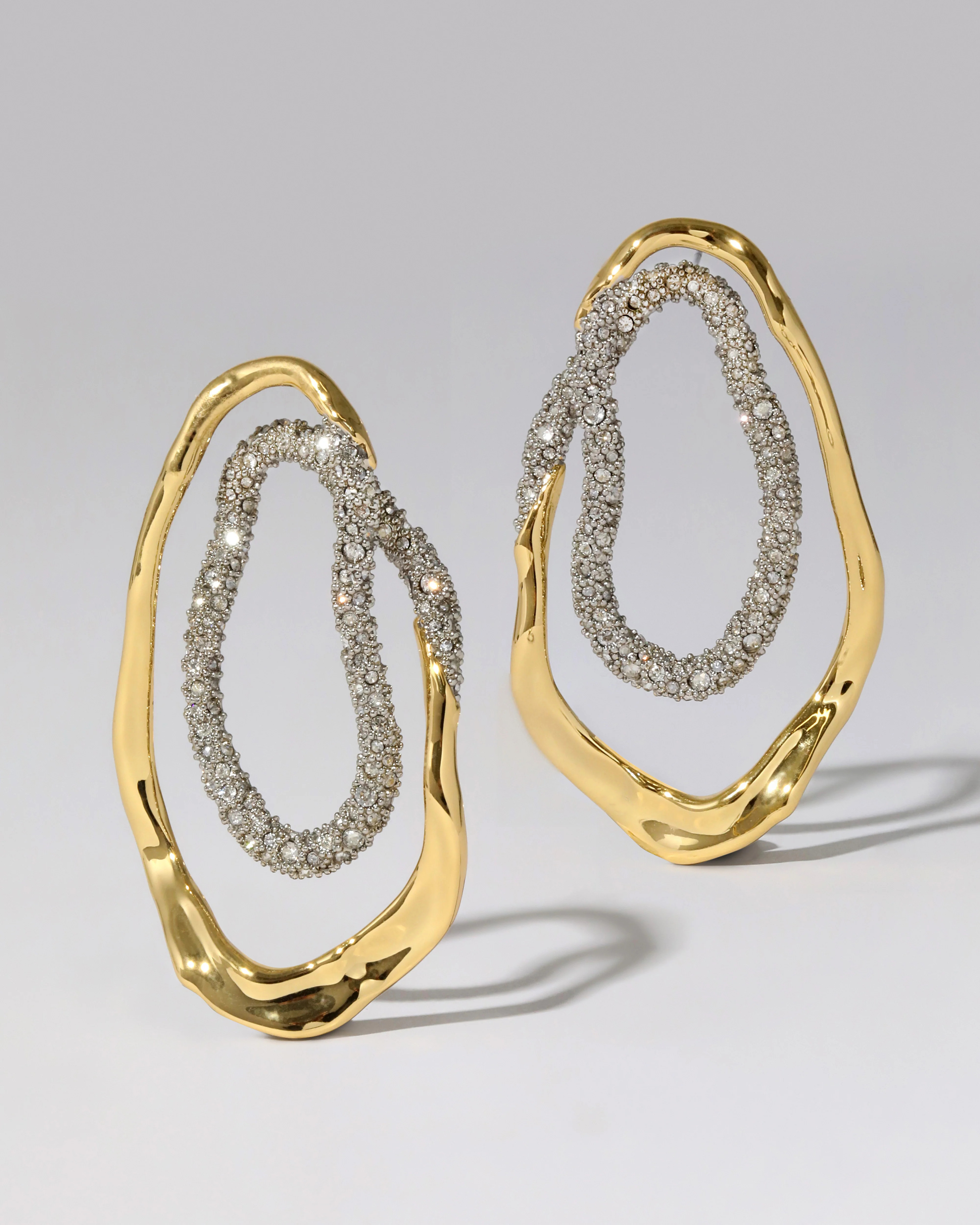 Alexis Bittar Solanales Double Loop Post Earrings in Gold/Silver | Statement Jewelry from Alexis Bittar | Alexis Bittar