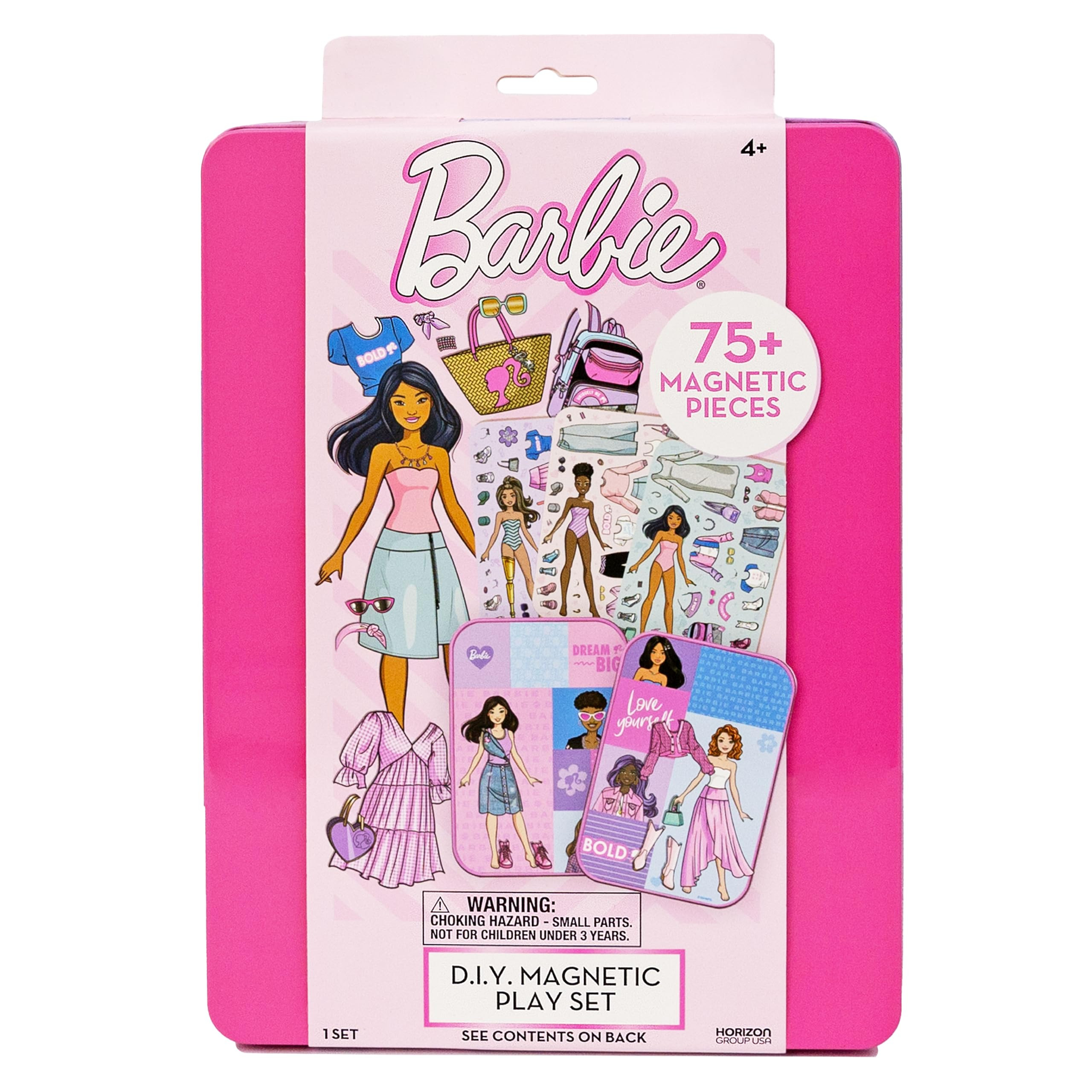 Barbie D.I.Y. Magnetic Play Set, 75 Pieces, 3 Magnetic Dolls, Crafts for Kids Ages 4-8, 4 Year Old Girl Birthday Gifts, Girl Toys, Cute Travel Toy, Fun Airplane Activities, Pretend Play for Girls | Amazon (US)