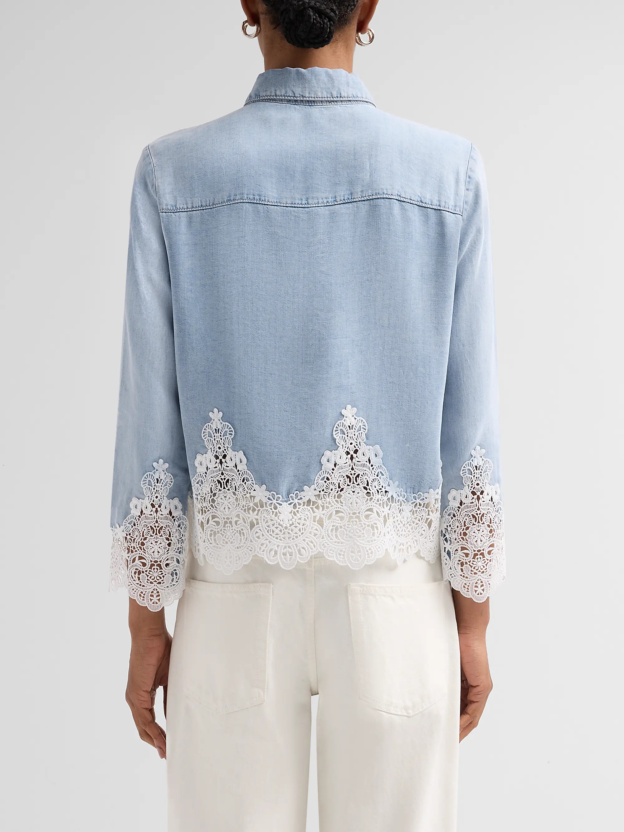 Eli Lace Trim Denim Shirt | Saks Fifth Avenue