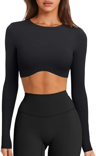 LASLULU Womens Sexy Double Lined Long Sleeve Shirts Crewneck Workout Tops Athletic Yoga Shirts Go... | Amazon (US)