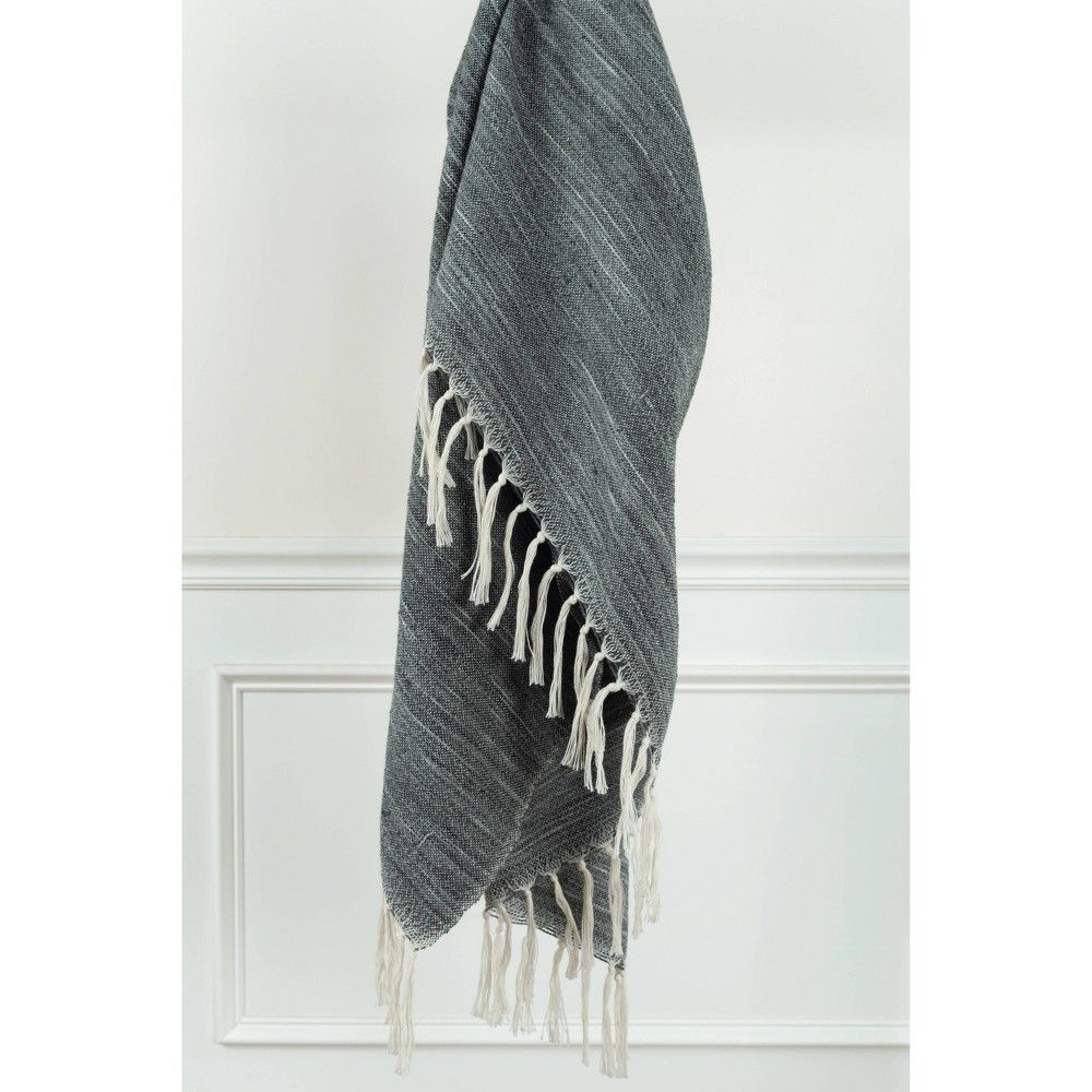 50""x60"" Striped Throw Blanket Dark Gray - Rizzy Home | Target