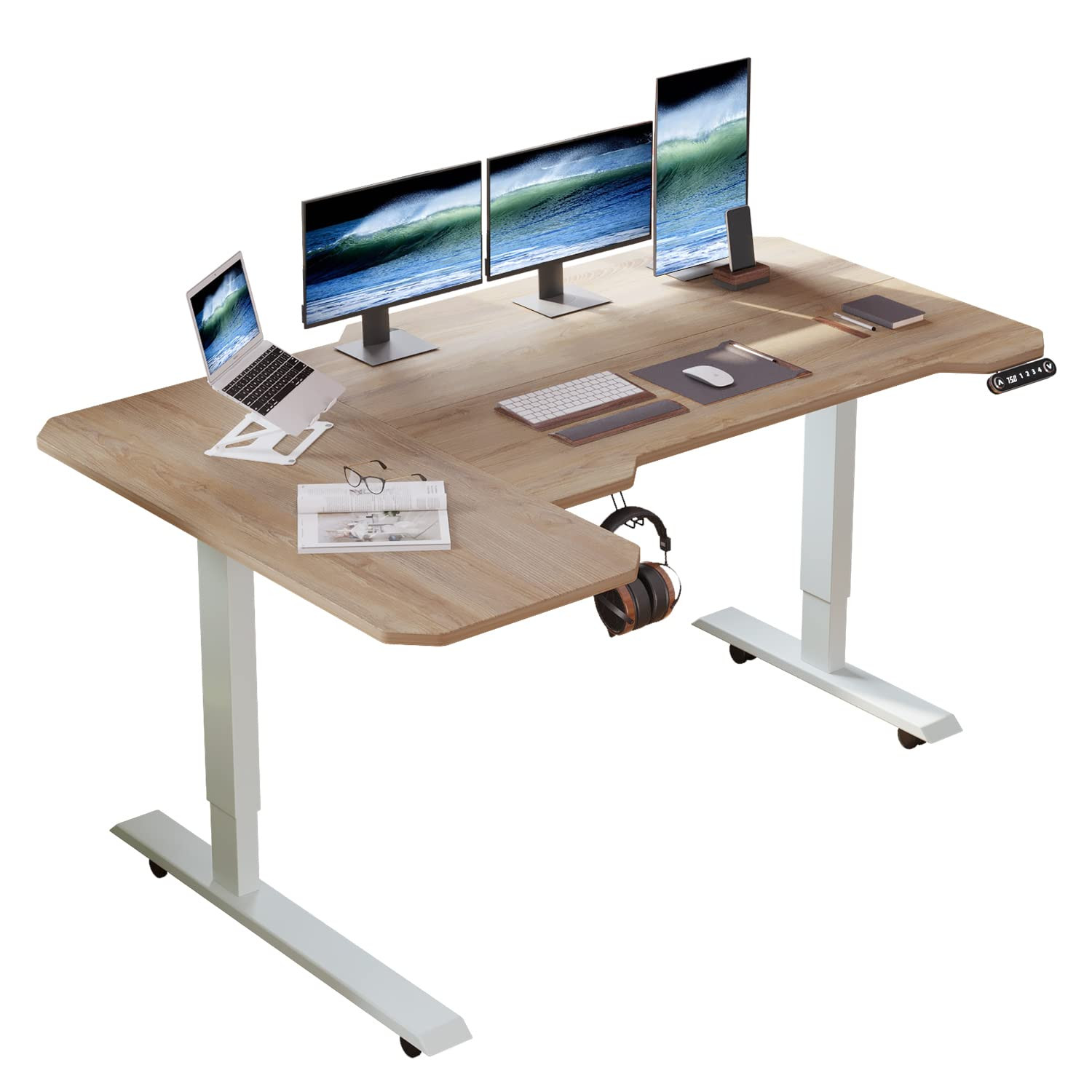 L-Shaped 59" Height Adjustable Electric Standing Desk,Height Stand Up Computer Desk,Sit and Stand... | Amazon (US)