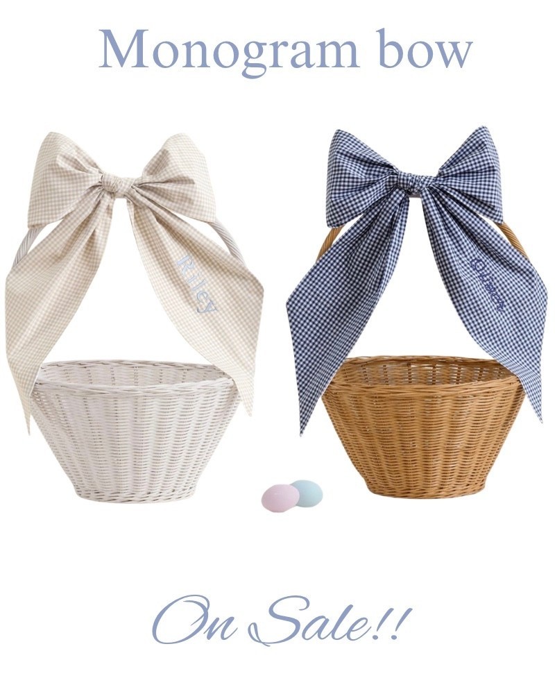 Gingham Easter basket bow on sake! Monogram, kids, boys, girls, baby, pottery barn, French, cottage, holiday.

#LTKSaleAlert #LTKBaby #LTKHome