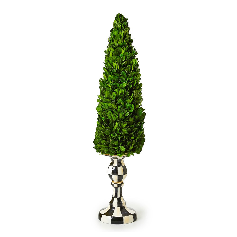 Courtly Check Large Pedestal Boxwood Tree | MacKenzie-Childs