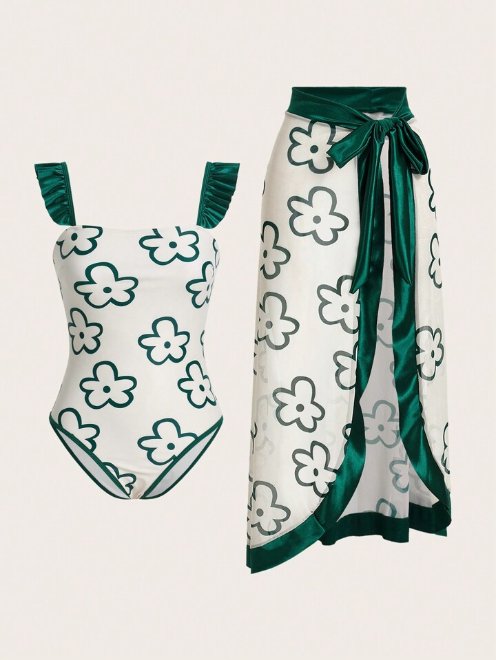 SHEIN Swim Oasis Women's Fashionable One-Piece Swimsuit With Floral Print | SHEIN