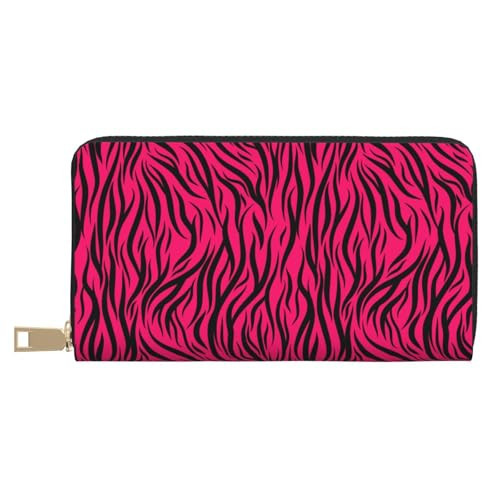Lyngora Trendy Red Pink Zebra Print Wallet Women, Long Purse Wallets for Women, Leather Ladies Multi Card Wallet | Amazon (US)