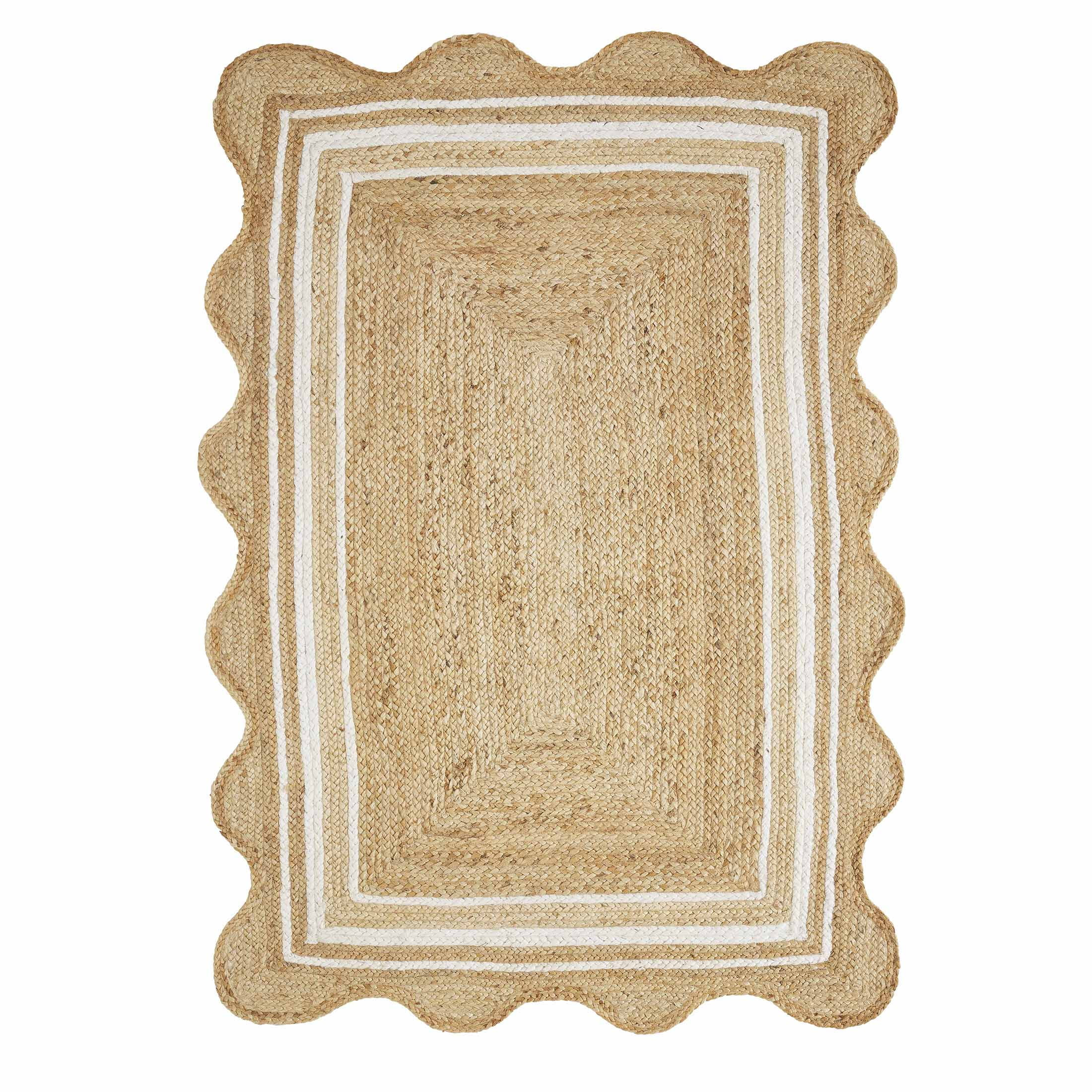 My Texas House Natural/White Scallop Jute with Border Area Rug, 4' x 6' - Walmart.com | Walmart (US)
