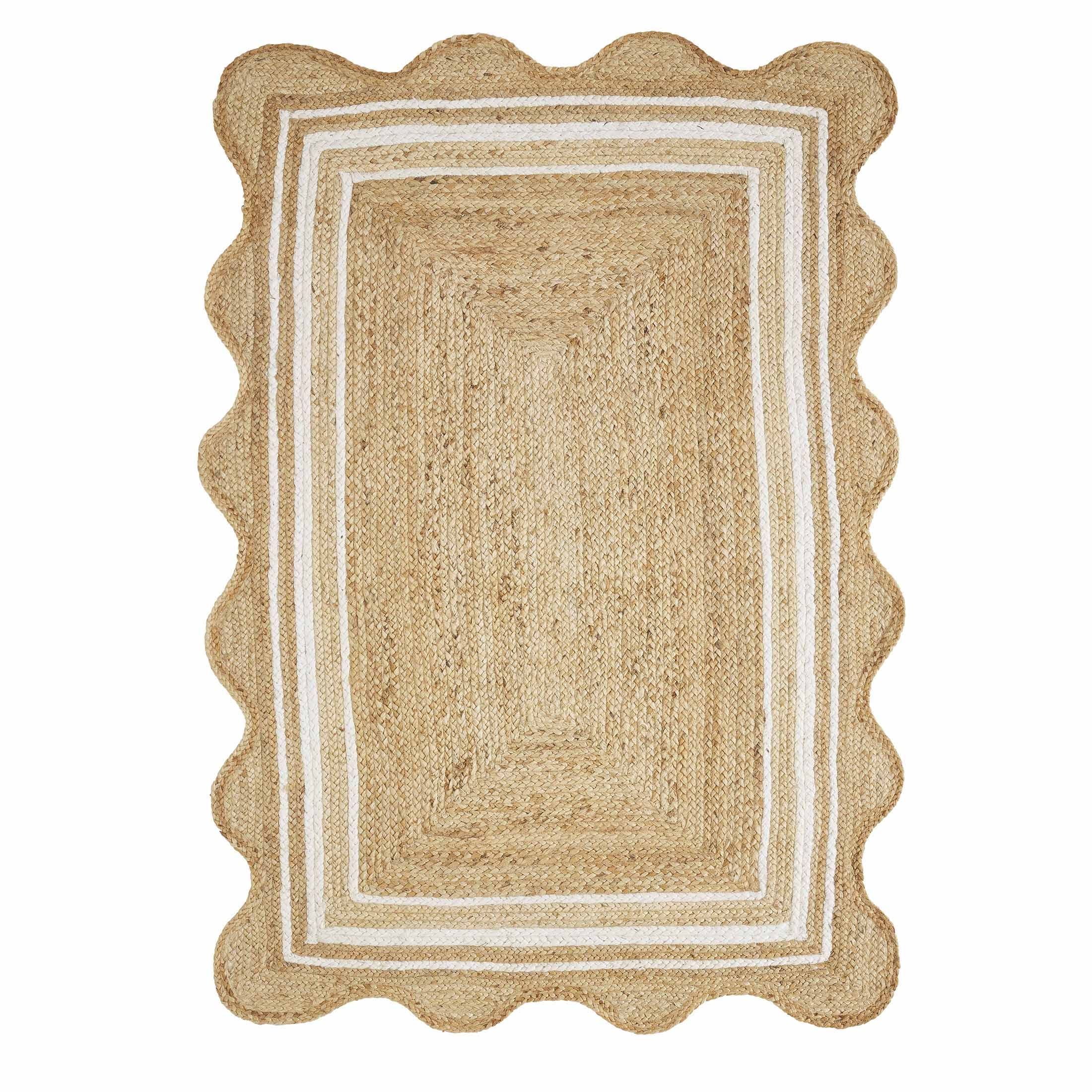 My Texas House Natural/White Scallop Jute with Border Area Rug, 4' x 6' | Walmart (US)