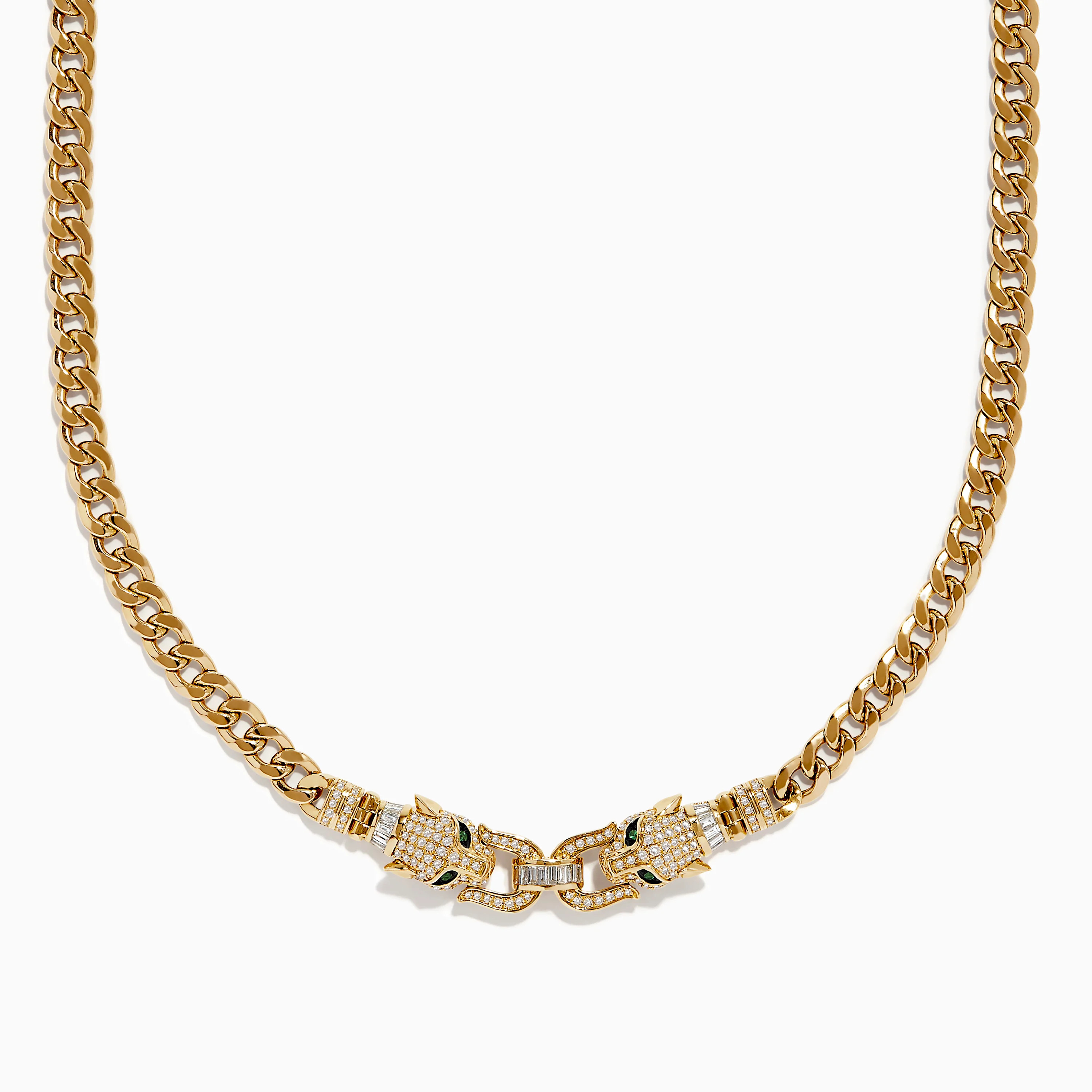 Signature 14K Yellow Gold Diamond and Emerald Panther Necklace | Effy Jewelry