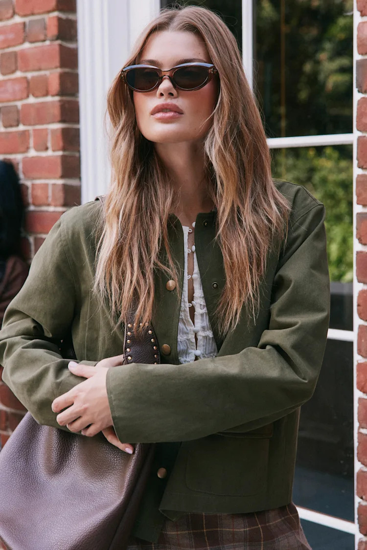 Mareva Olive Green Twill Barn Jacket | Lulus