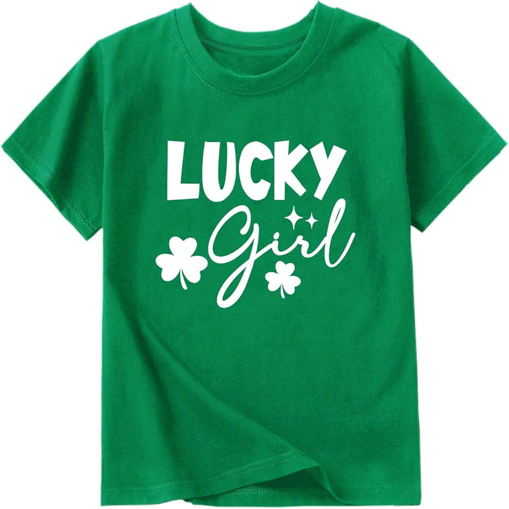 Toddler Girl St Patrick's Day Shirts Cute Lucky Tshirts Cotton Short Sleeve Tees 2-10 Years | Amazon (US)