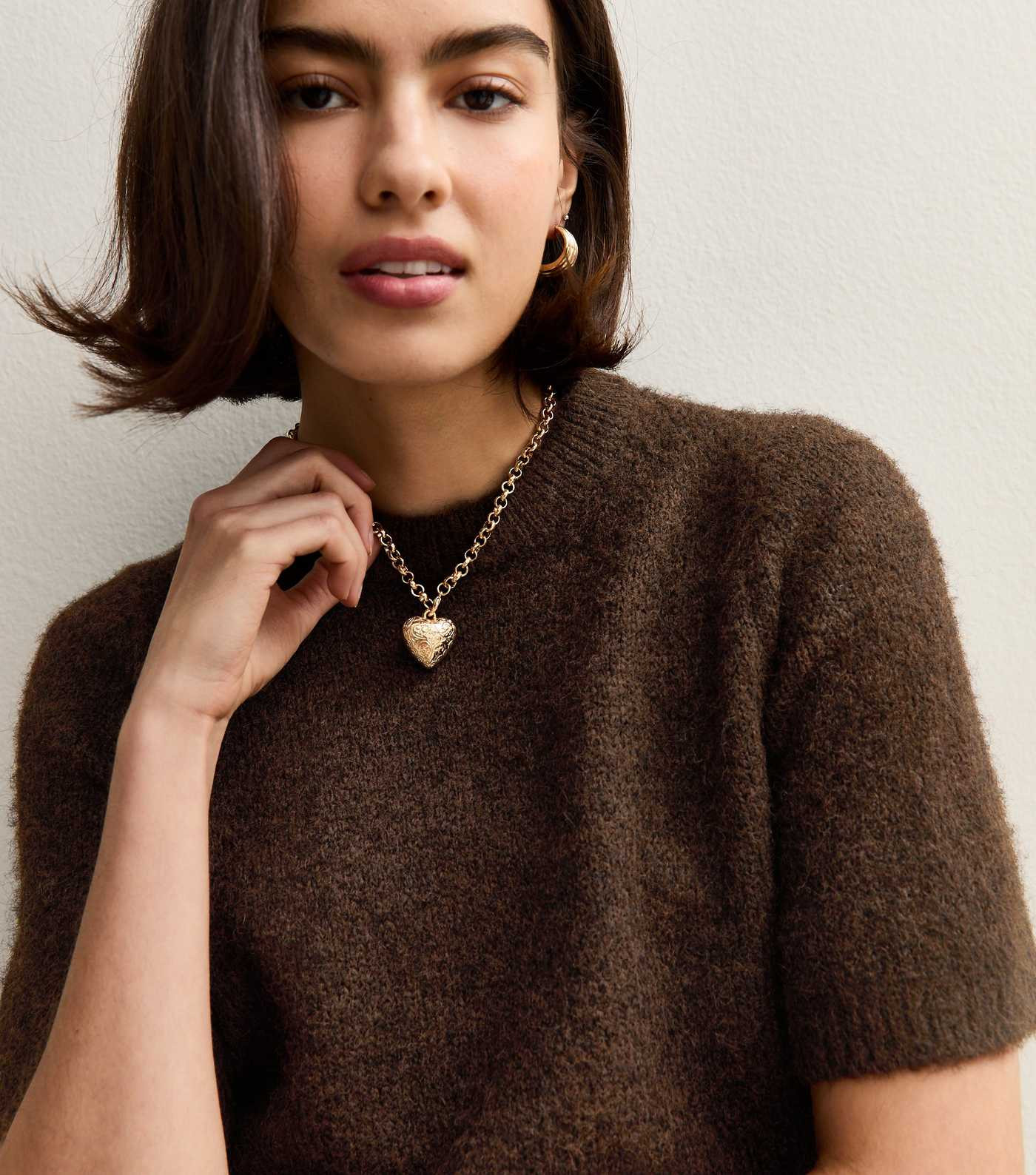 Dark Brown Short Sleeve Knit Top | New Look | New Look (UK)
