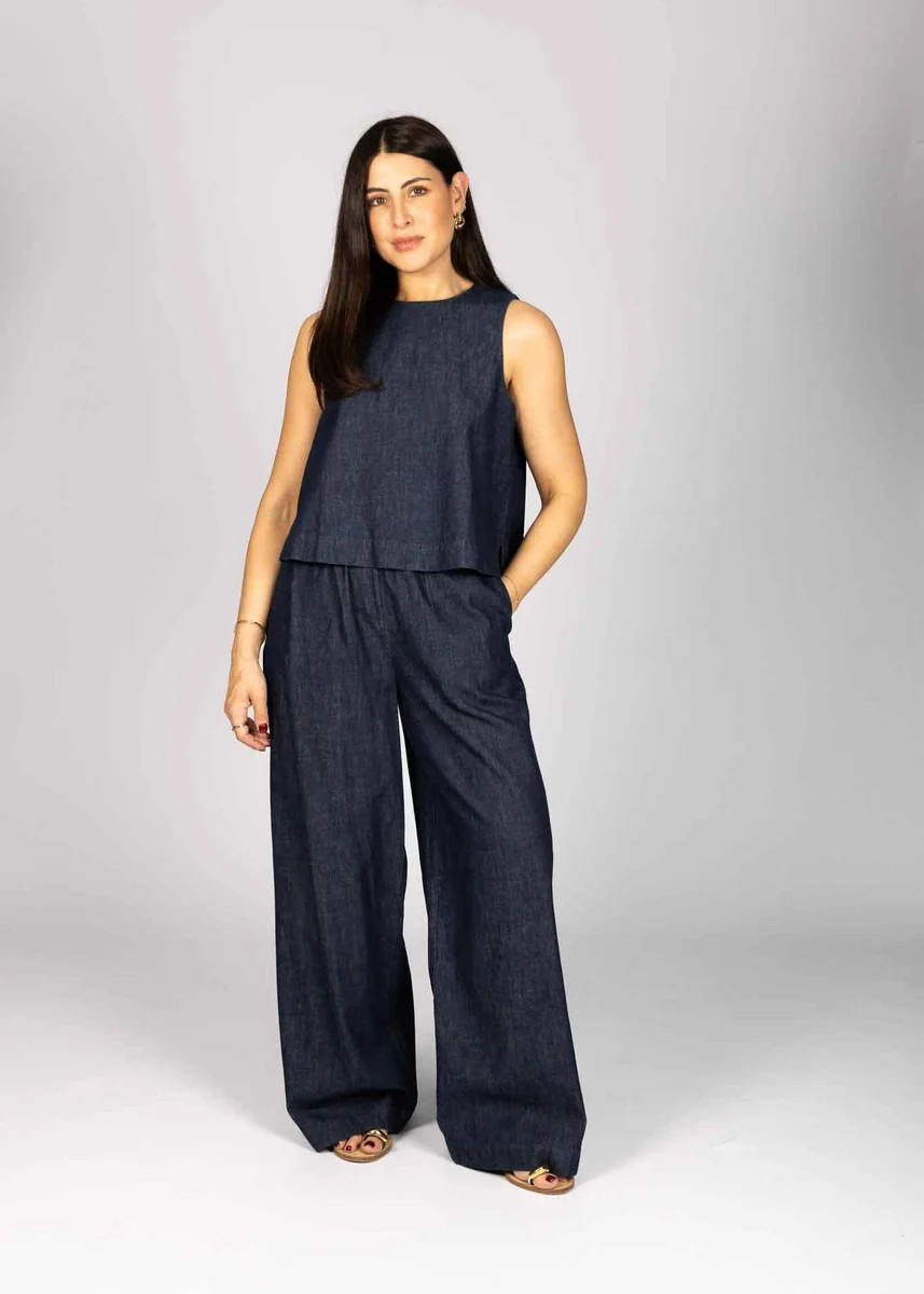 WIDE LEG TROUSER - CHAMBRAY | WAT The Brand