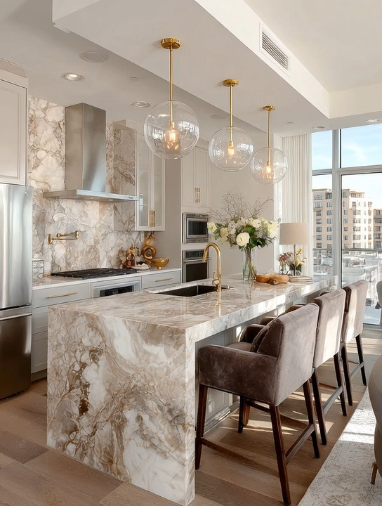 Kitchen island elegance, elevated.
One simple upgrade makes the biggest impact—statement velvet counter stools paired with gold accents. Whether your kitchen island is marble, quartz, stone, or granite, this combination instantly adds warmth, texture, and a high-end, designer finish.

Velvet island chairs soften the space, gold hardware and lighting bring subtle glamour, and suddenly your kitchen feels like a luxury hotel kitchen or a modern European apartment. This is how you turn an everyday kitchen island into a statement focal point—effortless, timeless, and undeniably elegant.

#KitchenIslandDecor #LuxuryKitchenDesign #VelvetBarStools #KitchenIslandStyle #ModernKitchenDecor #GoldAccents #MarbleKitchen #DesignerKitchen #HighEndInteriors #HomeDecorInspo #TimelessLuxury #ElegantInteriors #KitchenGoals #LuxuryHomeDecor 

 #LTKHome