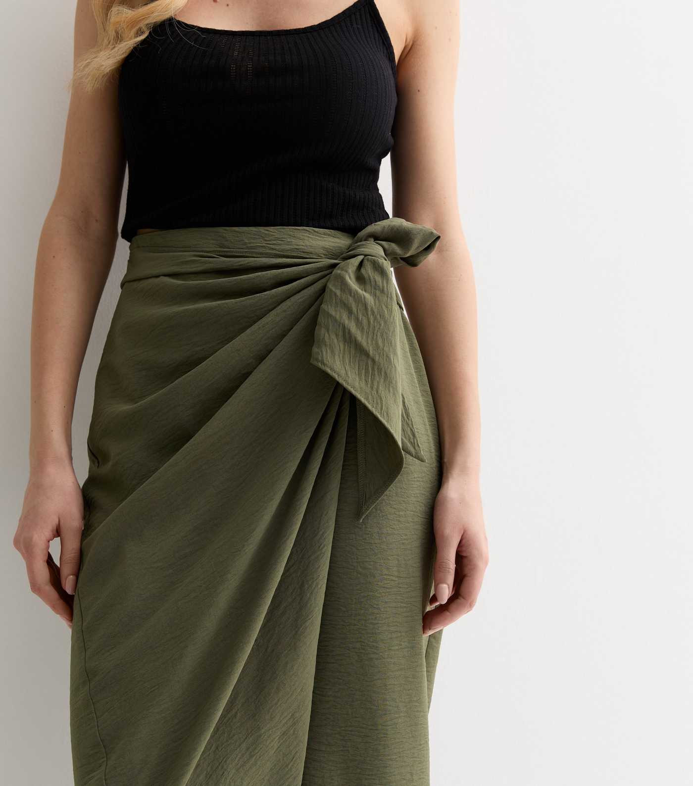 Khaki Sarong Midi Skirt | New Look | New Look (UK)