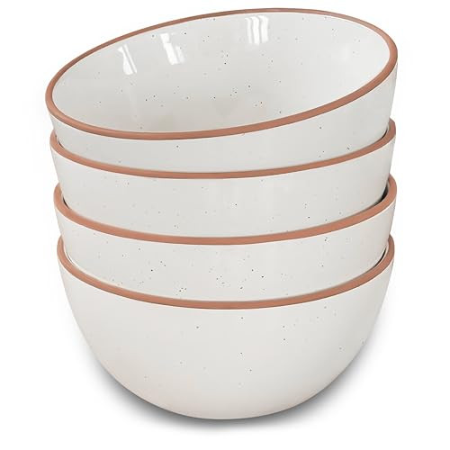 Mora Ceramic Bowls For Kitchen, 28oz - Bowl Set of 4 - For Cereal, Salad, Pasta, Soup, Dessert, Serving etc - Dishwasher, Microwave, and Oven Safe - For Breakfast, Lunch and Dinner - Vanilla White | Amazon (US)