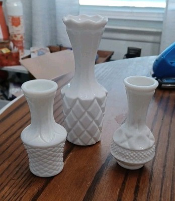 Vtg Milk Glass Lot Of 3 Bud Vases Various Makers  6" 9" H | eBay US