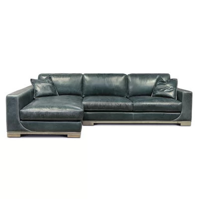 Cassidy Genuine Leather Square Arm Sectional | Perigold