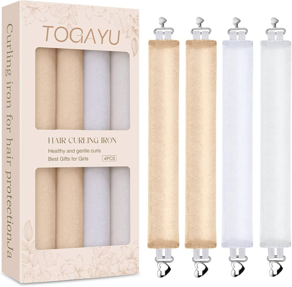 Heatless Curls Overnight Set - 4PCS Jumbo Velvet Hair Rollers to Sleep In, Soft Flexi Rods for No... | Amazon (US)