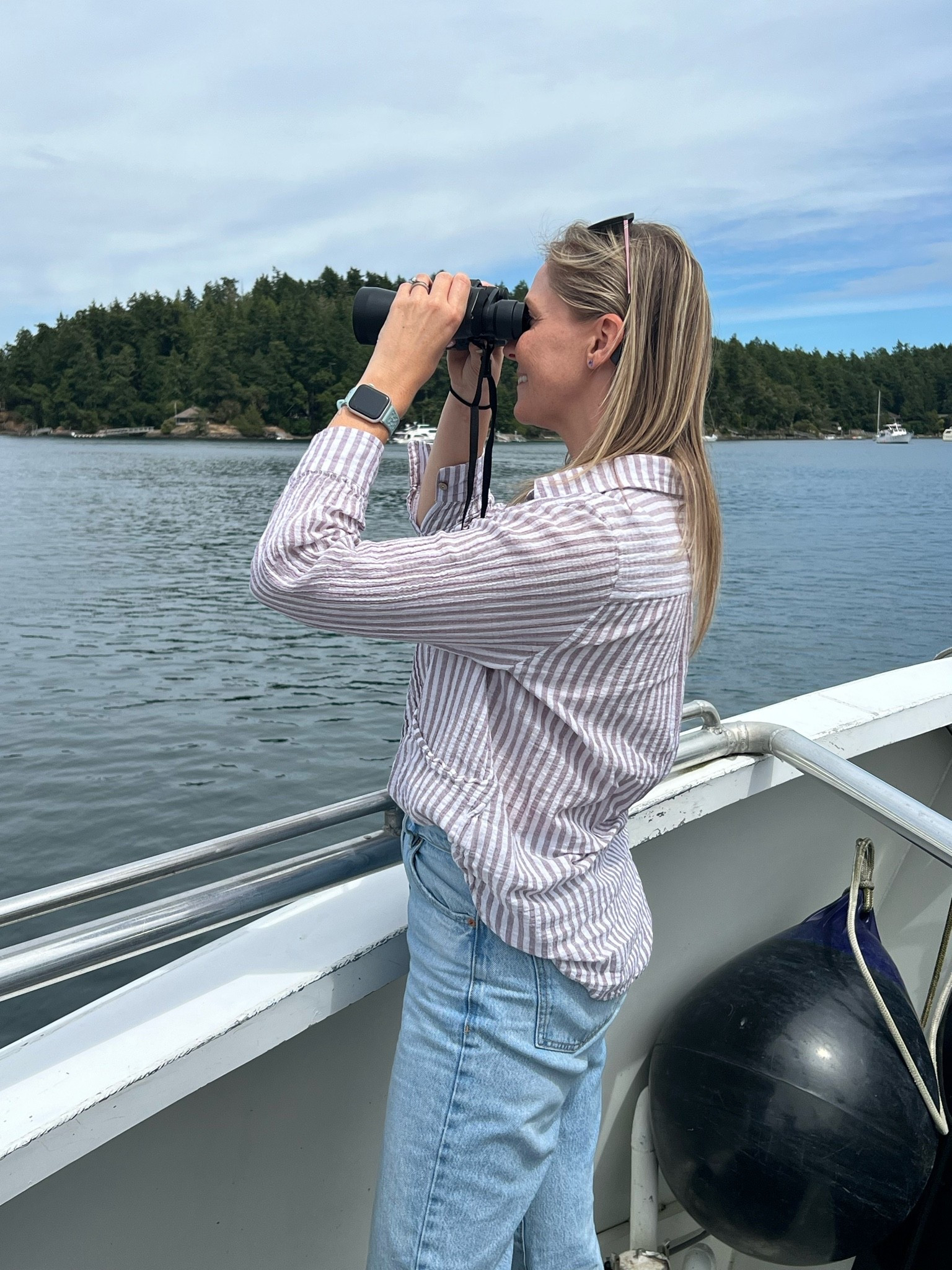 Binoculars in one hand, travel essentials in the other. 🤍✨

This effortless outfit was perfect for a day of whale watching in the Puget Sound and exploring San Juan Islands. Comfortable, lightweight, and easy to layer on the water. I’ve linked everything I’m wearing, from my striped button-down to my favorite denim and everyday accessories, so you can recreate the look for your next adventure.

#LTKTravel