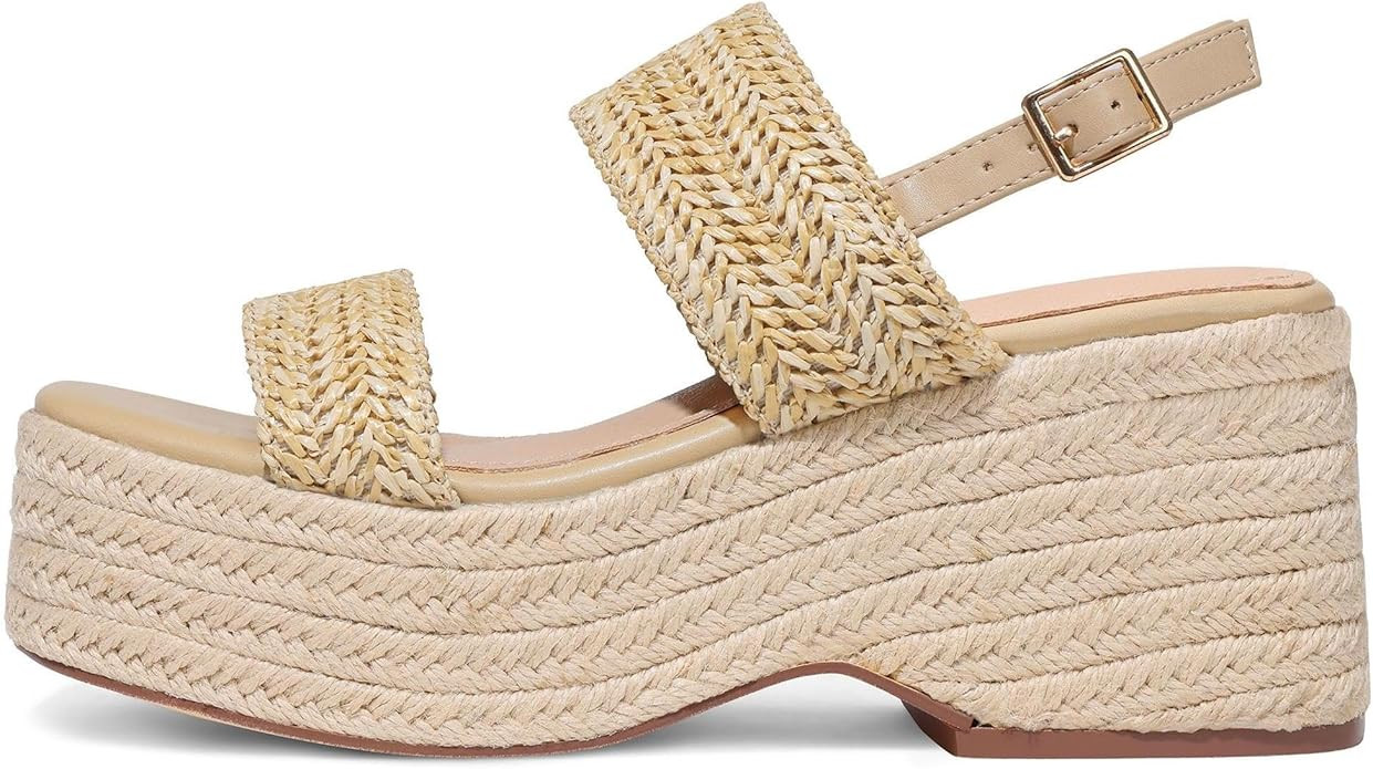 EQAUDES Platform Sandals Women Open Toe Ankle Strap Summer Wedge Espadrille Sandals Cute Beach St... | Amazon (US)