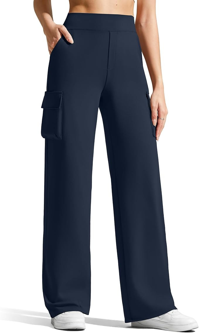 G4Free EverGoing Women's Wide Leg Yoga Pants with 4 Pockets High Waisted Cargo Pants Stretch Casu... | Amazon (US)