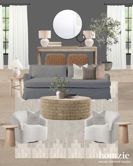 Budget friendly modern classic living room design! We love this gray sofa and swivel chairs 

#LTKhome #LTKfamily #LTKSale