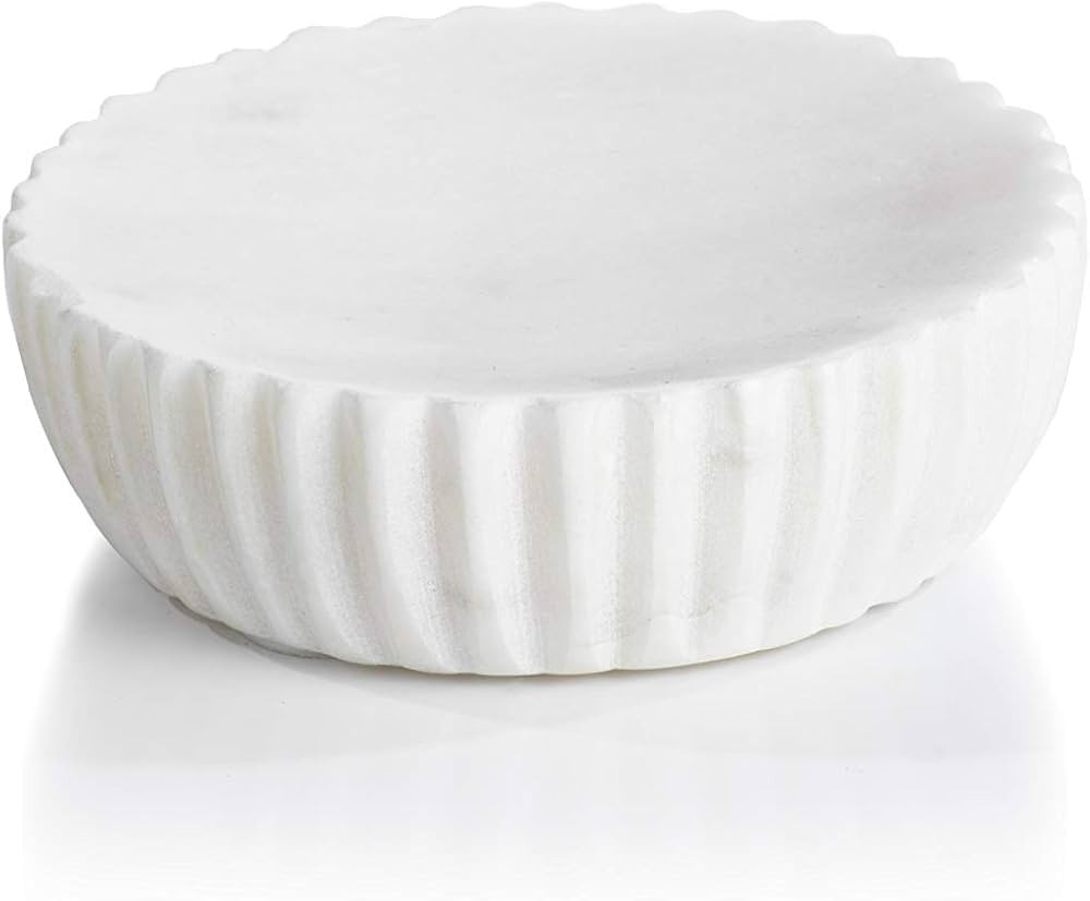 Zodax Mannara 5" Diameter Marble Soap Dishes, White, Gold | Amazon (US)