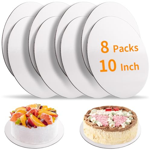 8 Pcs Cake Boards, White Cake Boards 10 inch Round, Food-Graded Cardboard Cake Rounds Cake Base, Waterproof and Oil-Proof for Cake DIY, Dessert and Crafts Display(White) | Amazon (US)
