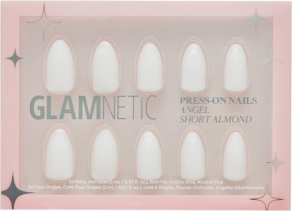Glamnetic Press On Nails - Angel | Opaque White Short Almond Nails, Reusable | 12 Sizes - 24 Nail... | Amazon (US)