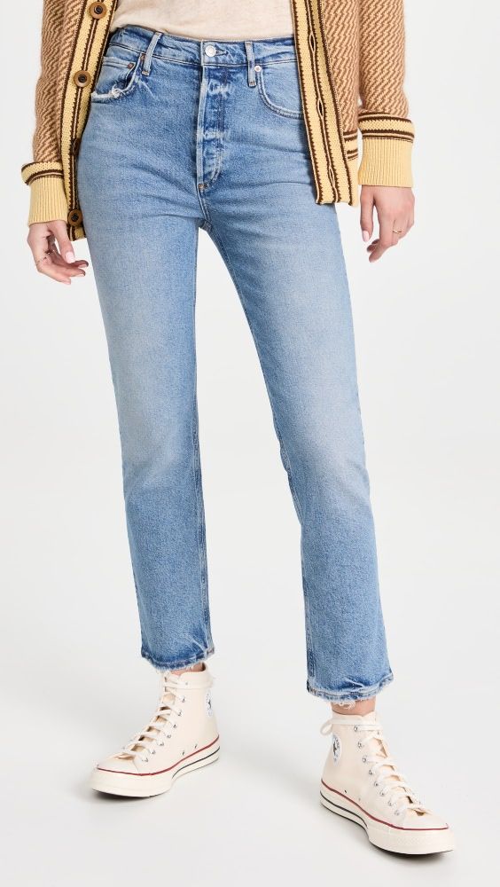 AGOLDE Riley Long High Rise Straight Jeans | Shopbop | Shopbop