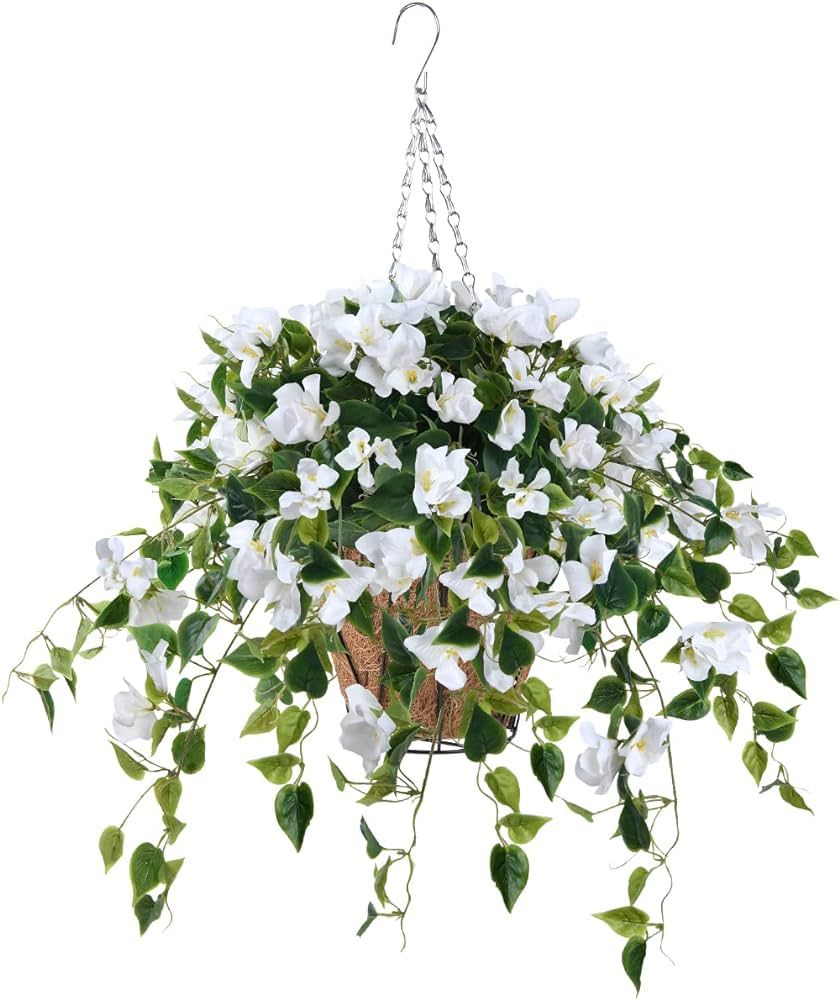 Artificial Flowers Hanging Basket with Bougainvillea Silk Vine Flowers for Outdoor/Indoor, Artifi... | Amazon (US)