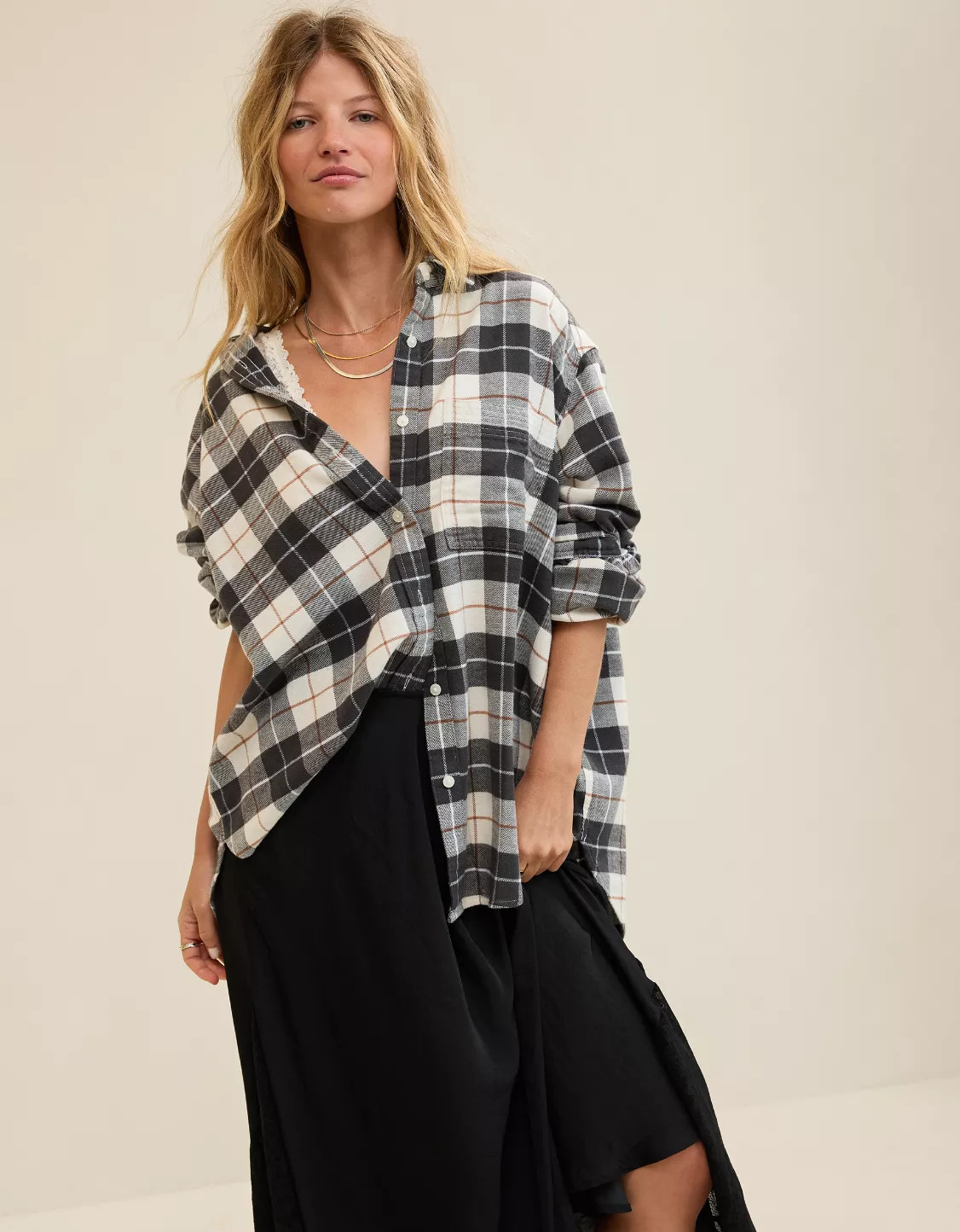 Aerie Anytime Fave Flannel Button Down Shirt | Aerie