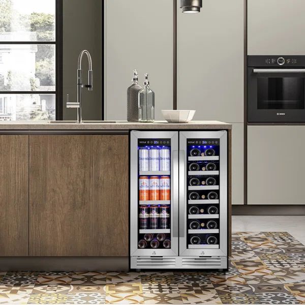 24'' 20 Bottle and 60 Can Dual Zone Built-In Wine & Beverage Refrigerator | Wayfair North America